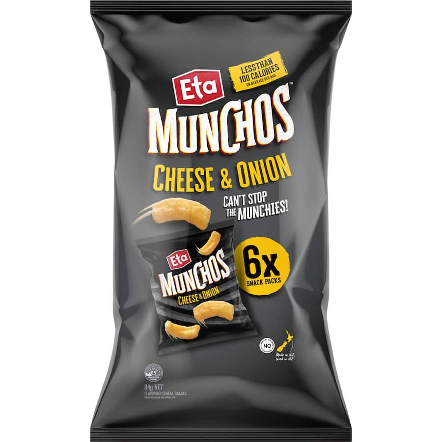 Eta Munchos Corn Snacks Cheese & Onion 6pack