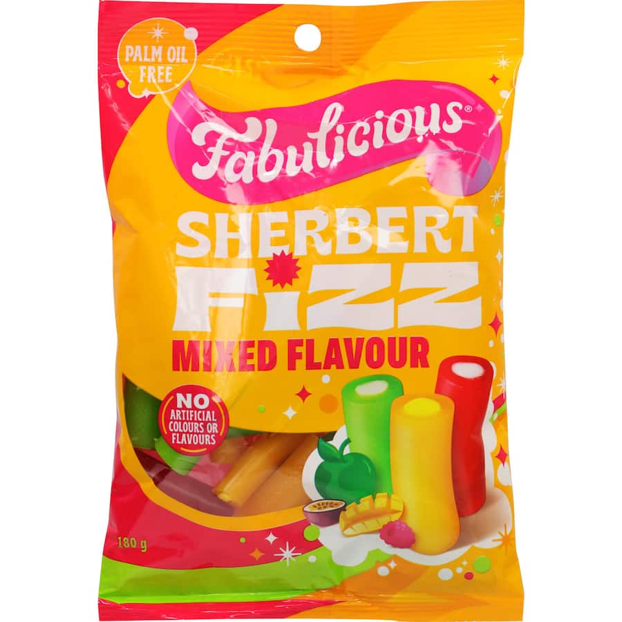 Rj's Fabulicious Sweets Sherbert Fizz Mixed Flavour 180g