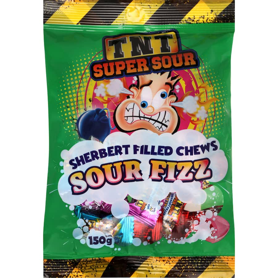 Tnt Super Sour Sweets Sour Fizz Sherbert Chews 150g