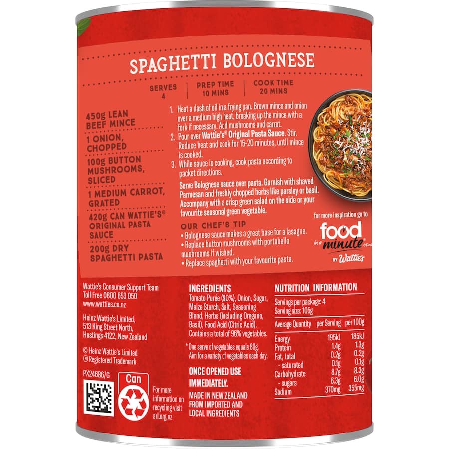 Wattie's Pasta Sauce Original 420g