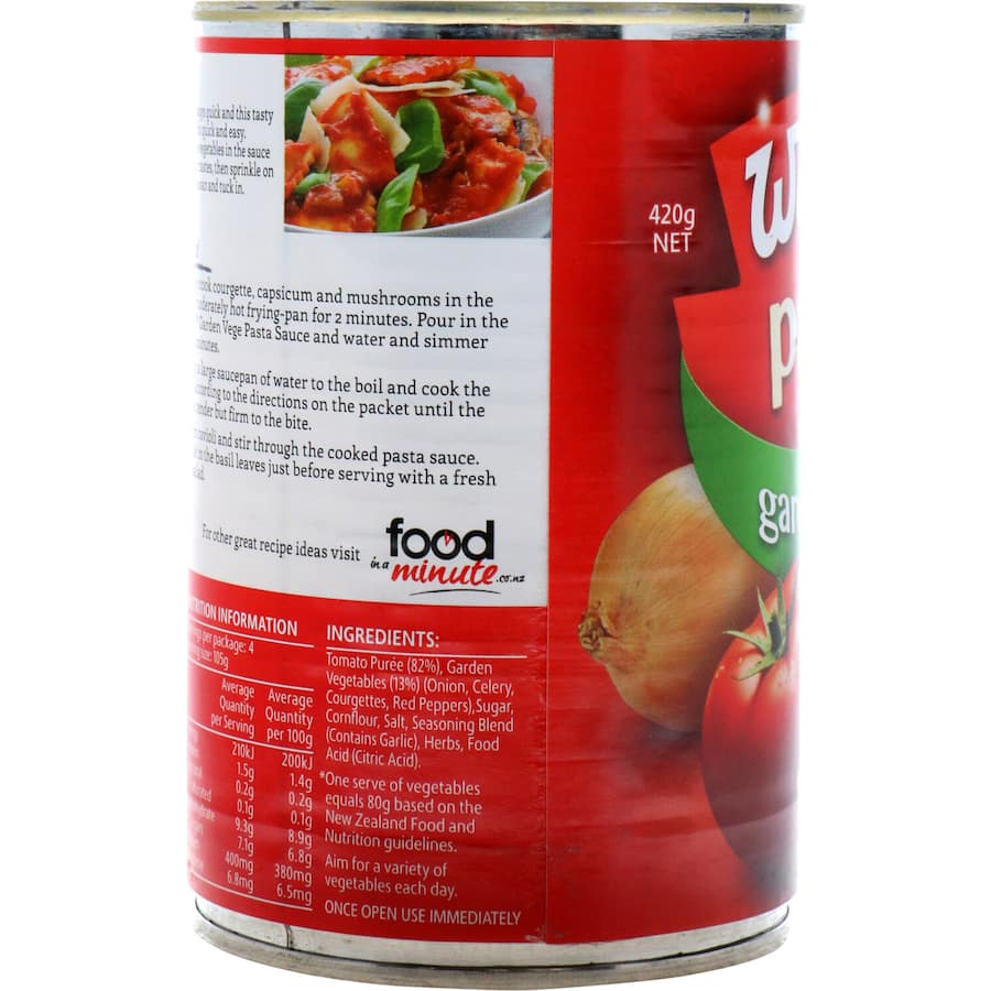 Wattie's Pasta Sauce Garden Vegetable 420g