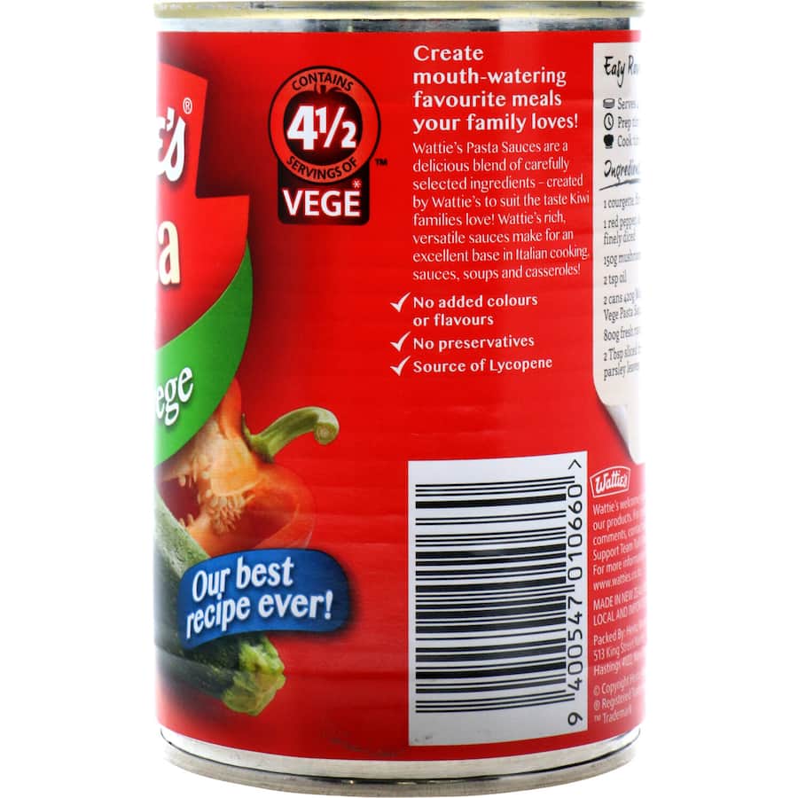 Wattie's Pasta Sauce Garden Vegetable 420g