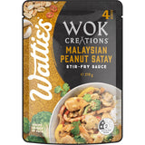 Watties Wok Creations Stir-fry Sauce Malaysian Peanut Satay Pouch 210g