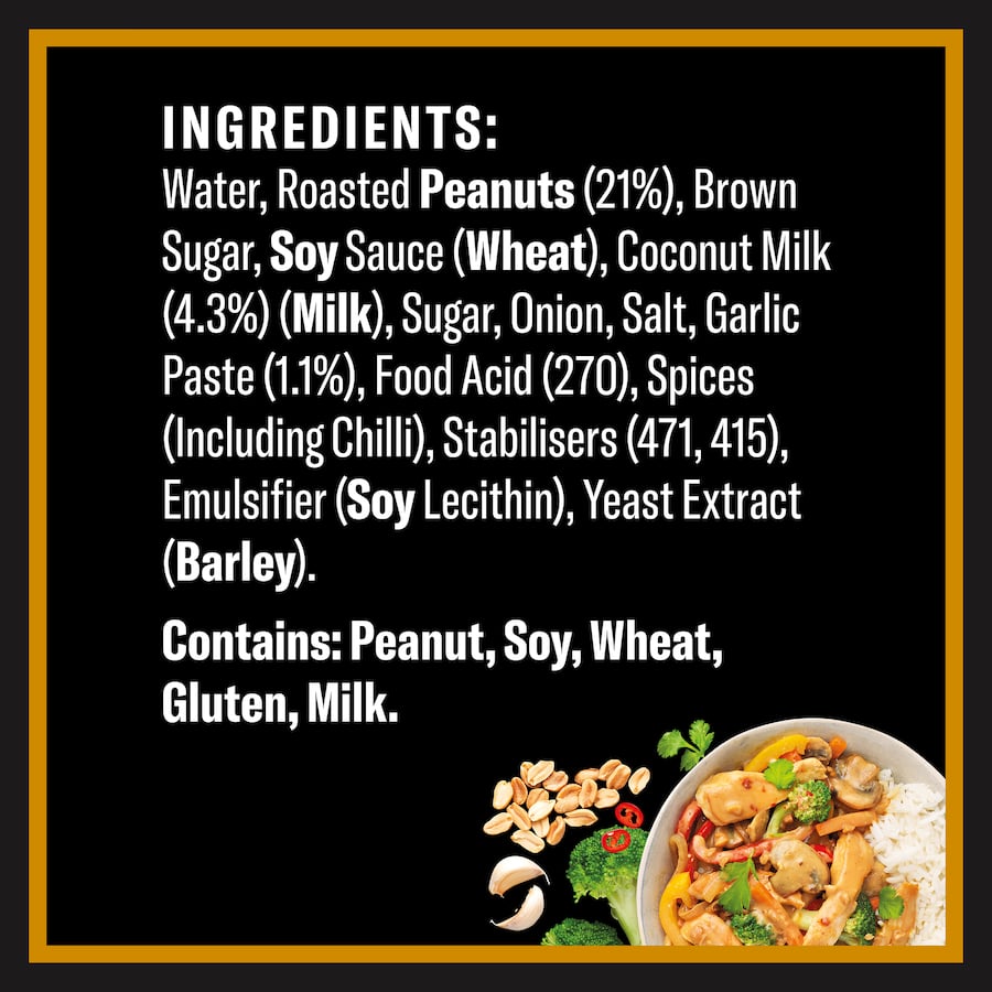 Watties Wok Creations Stir-fry Sauce Malaysian Peanut Satay Pouch 210g