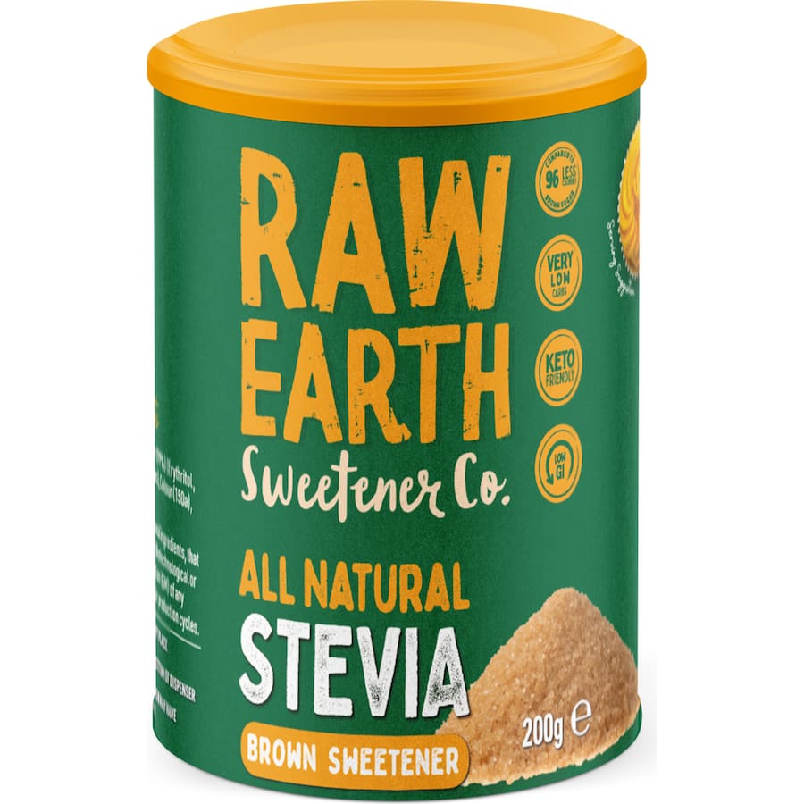 Raw Earth Sugar Substitute Stevia Brown Sweetener Cannister 200g