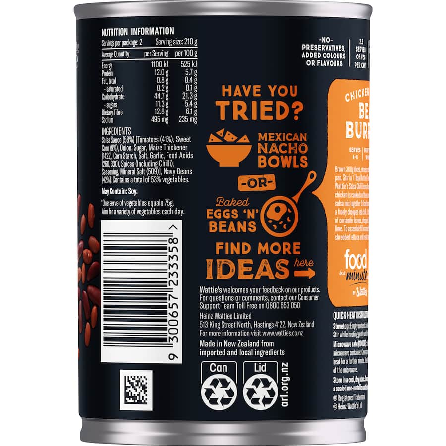 Watties Salsa Chilli Beans Medium  420g