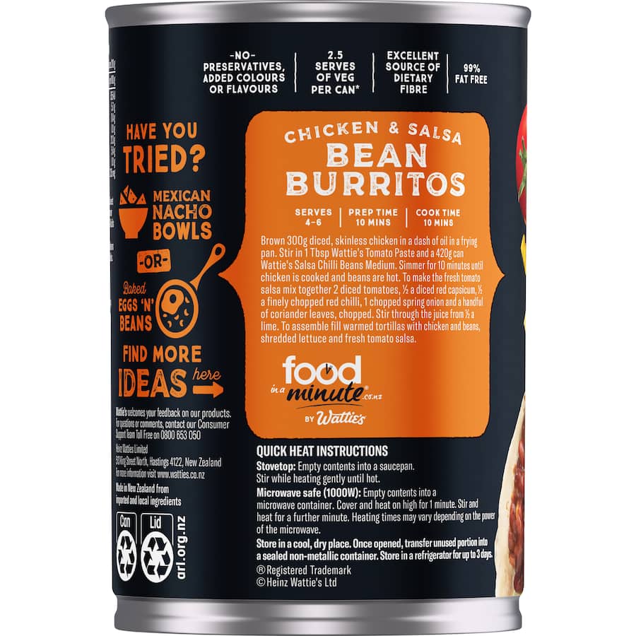 Watties Salsa Chilli Beans Medium  420g