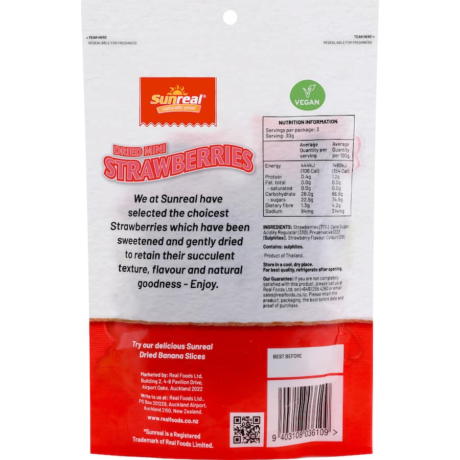 Sunreal Dried Strawberries Minis 90g