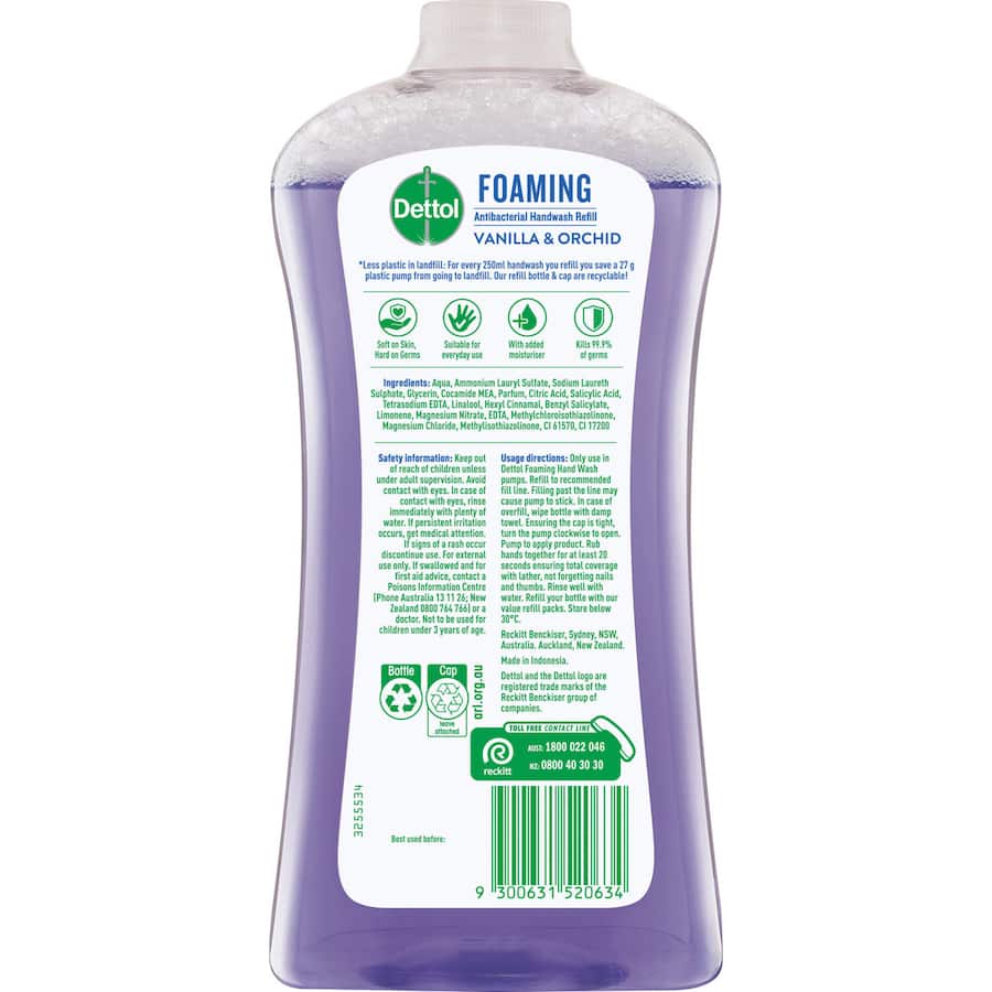 Dettol Foaming Hand Wash Vanilla & Orchid Refill 900mL
