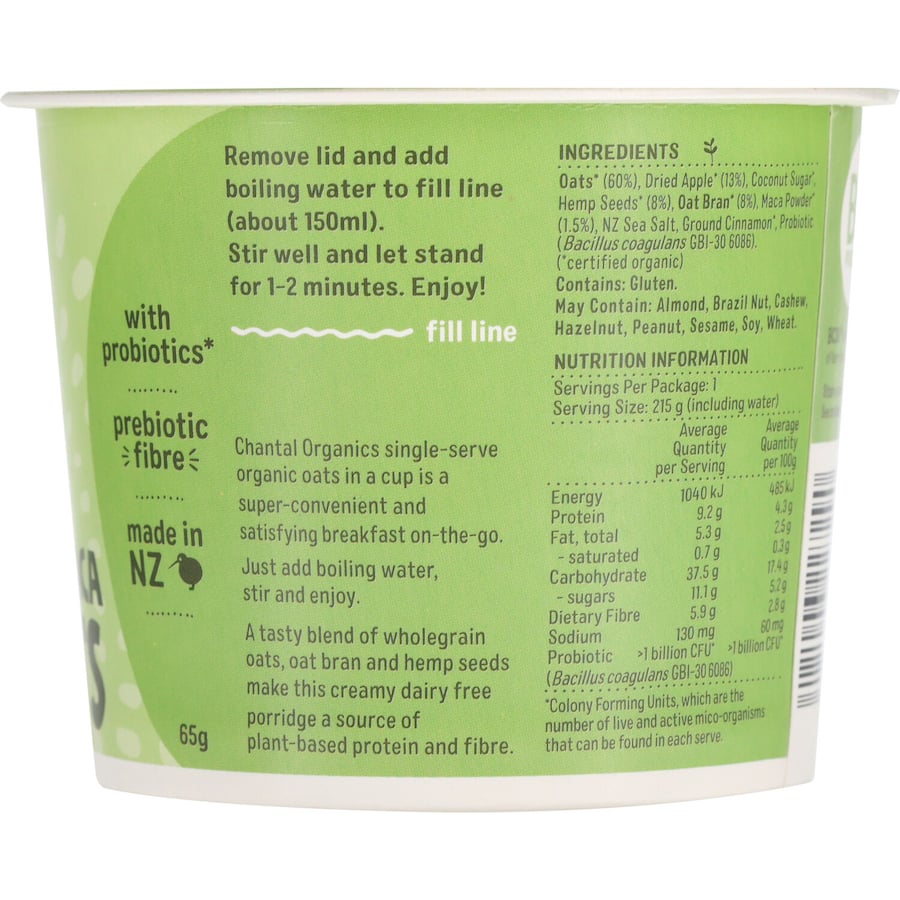Chantal Organics Oats Probiotic Apple & Maca 65g