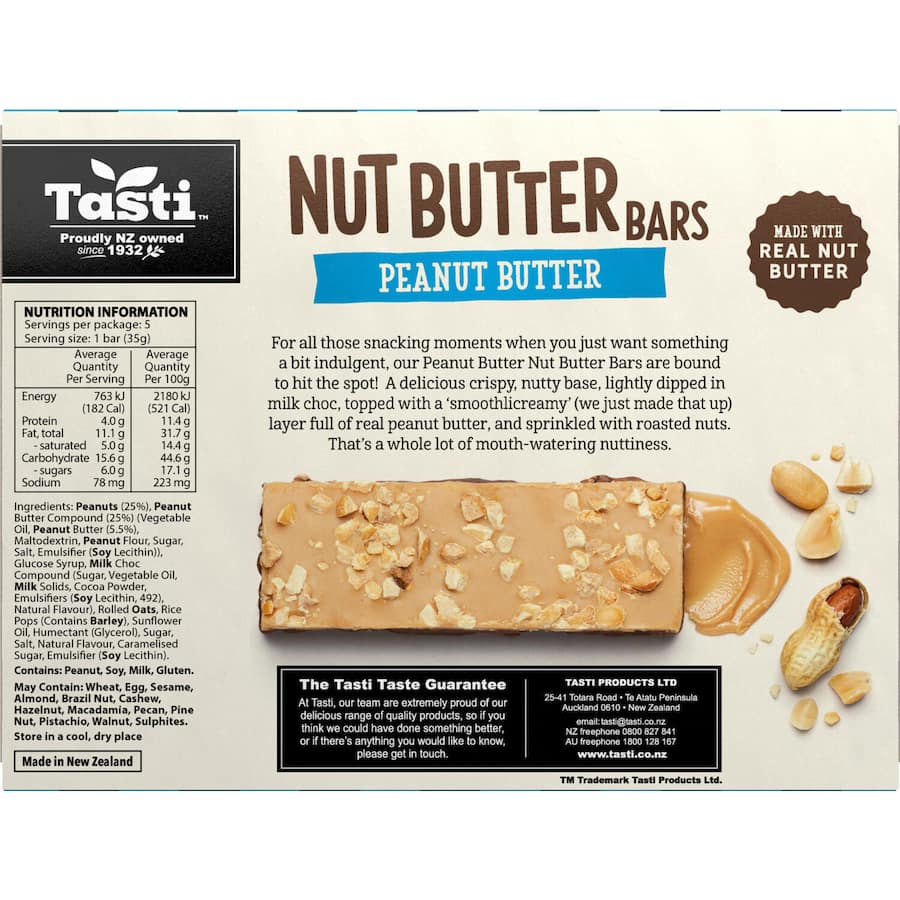 Tasti Nut Bars Peanut Butter 5pk 175g