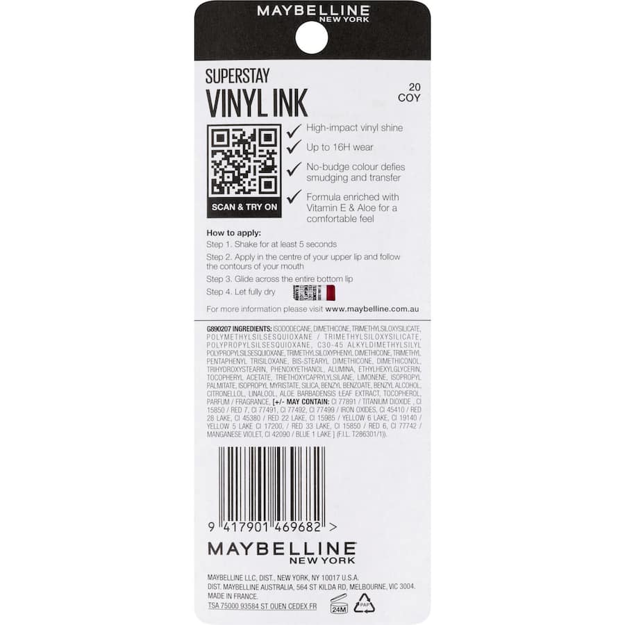 Maybelline Superstay Lip Colour Vinyl Ink Coy