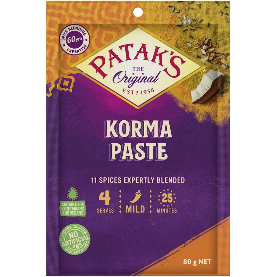 Pataks Recipe Base Korma 11 Blended Spices Mild Sachet 80g