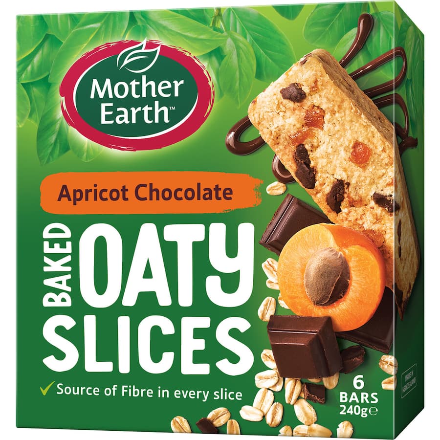 Mother Earth Oaty Slices Oat Bars Apricot Chocolate 6pk 240g