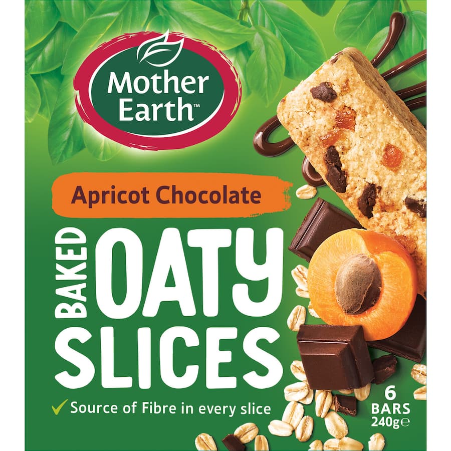 Mother Earth Oaty Slices Oat Bars Apricot Chocolate 6pk 240g