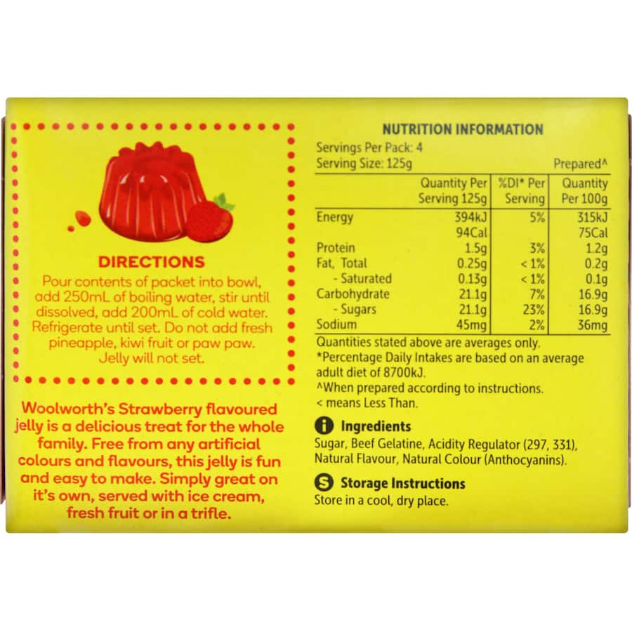 Woolworths Jelly Crystals Strawberry Flavoured 85g