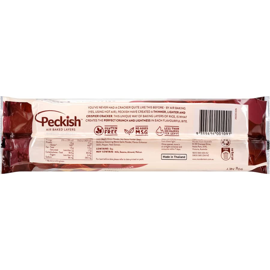Peckish Rice Crackers Barbeque Flavoured 90g