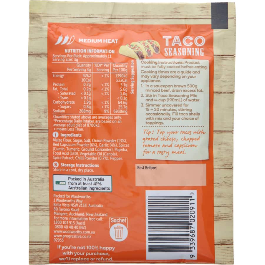 Woolworths Taco Seasoning  Sachet 35g