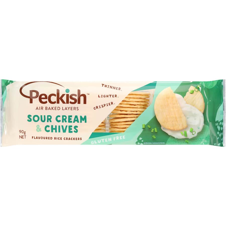 Peckish Rice Crackers Sour Cream & Chives 90g