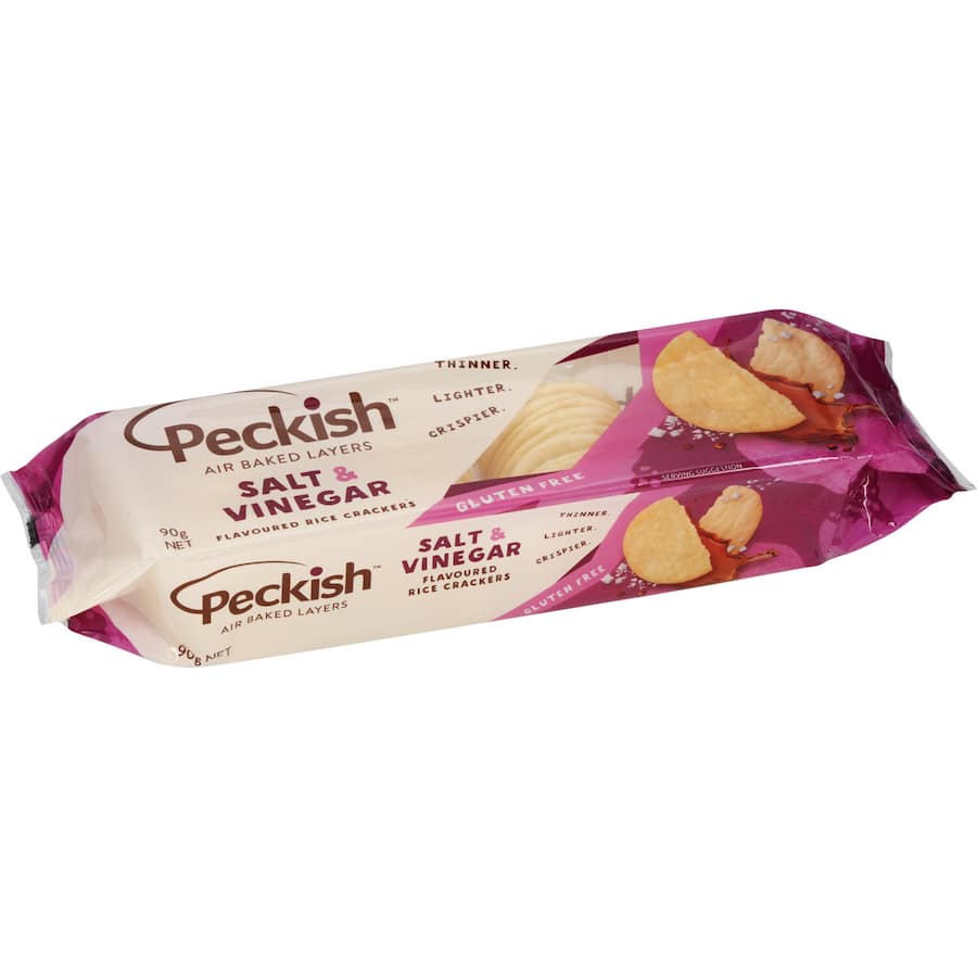 Peckish Rice Crackers Salt & Vinegar 90g