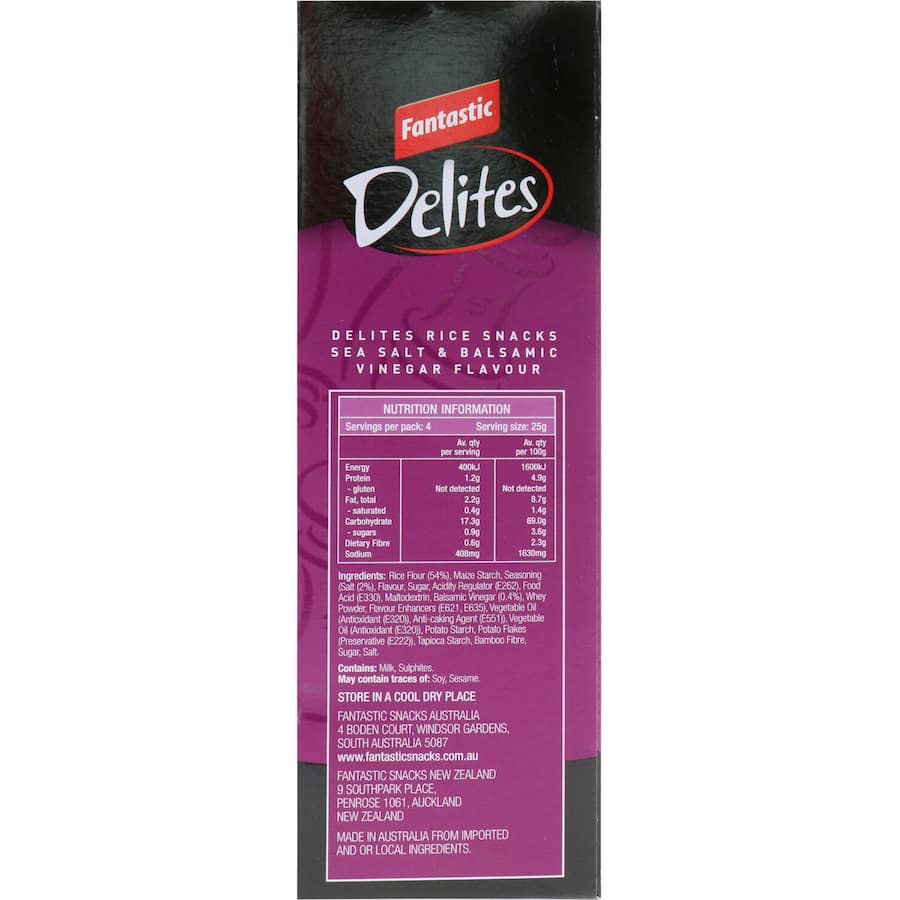 Fantastic Delites Rice Snacks Sea Salt &  Balsamic Vinegar 100g