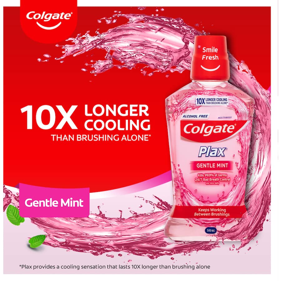 Colgate Plax Antibacterial Mouthwash Rinse Gentle Mint 500mL