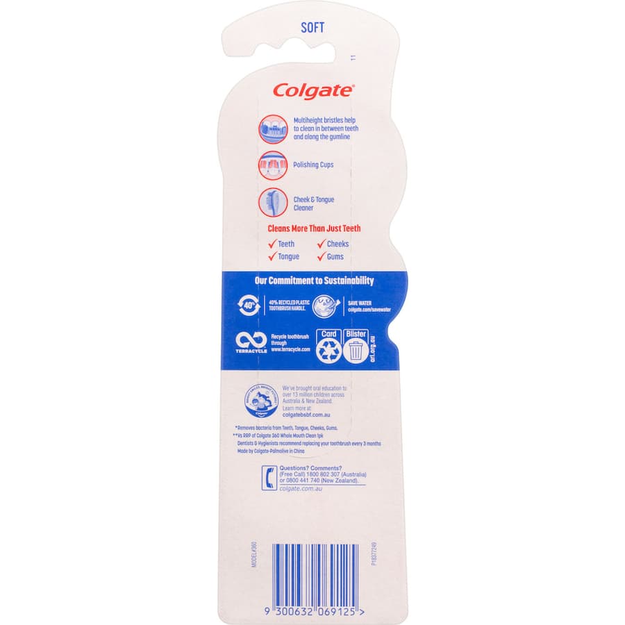 Colgate 360 Whole Mouth Clean Toothbrush Soft Bristles Value Pack 2pack