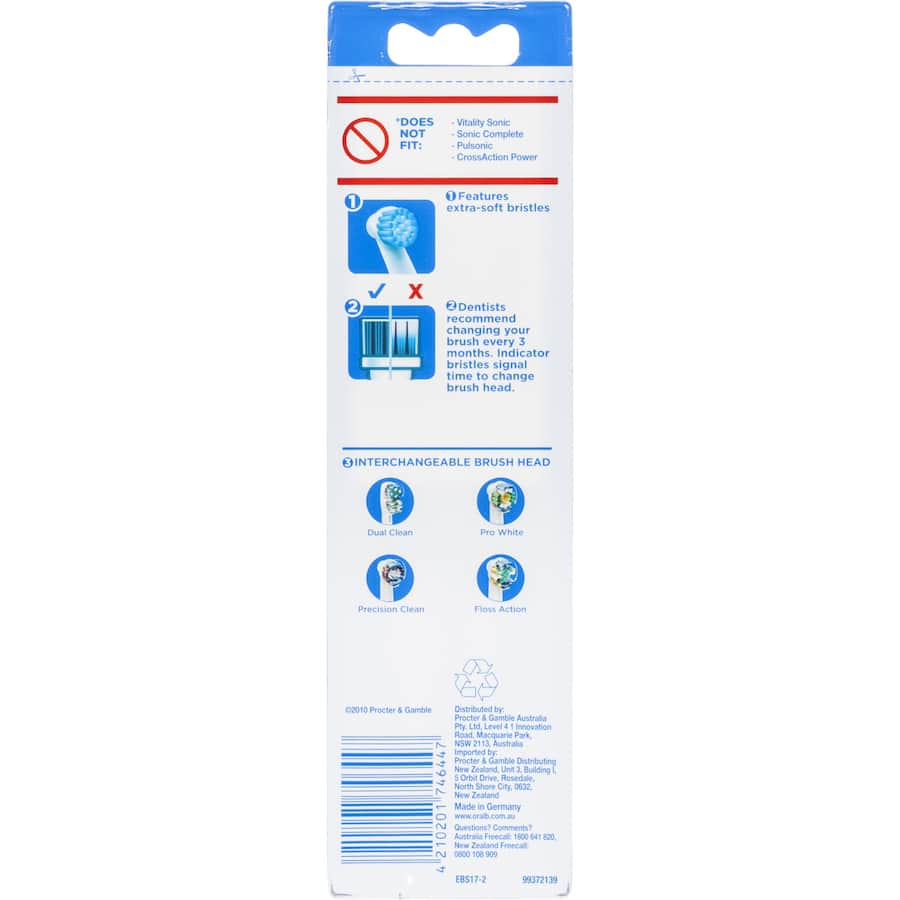 Oral B Electric Toothbrush Heads Precision Clean Sens Ebs 17 Refill 2pack