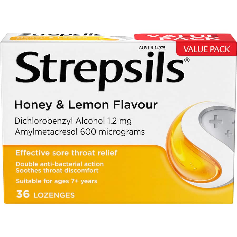 Strepsils Cough Throat Lozenges Soothing Relief Honey & Lemon 36pack