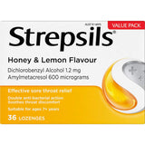 Strepsils Cough Throat Lozenges Soothing Relief Honey & Lemon 36pack