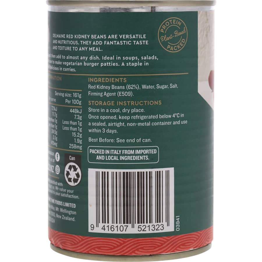 Delmaine Beans Red Kidney Can 390g