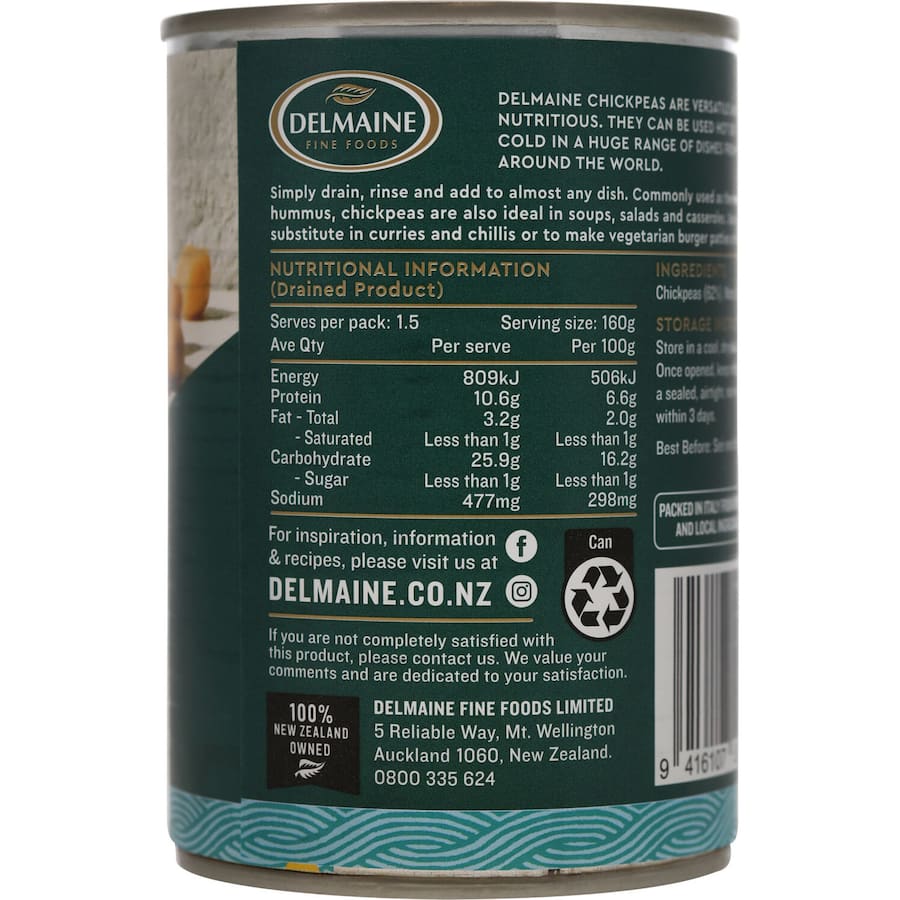Delmaine Chickpeas  Can 390g