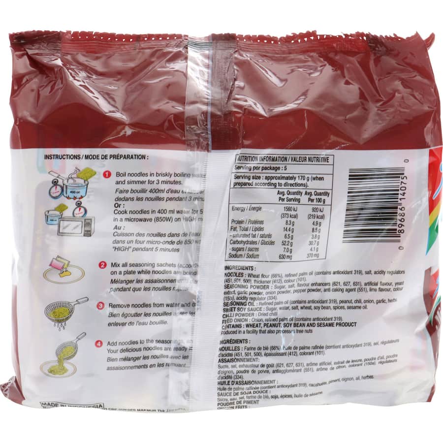 Indomie Mi Goreng Instant Noodles Satay Multi Pack 5pk 400g