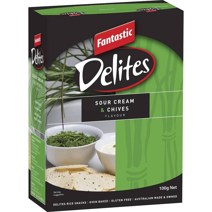 Fantastic Delites Rice Crackers Sour Cream & Chives 100g