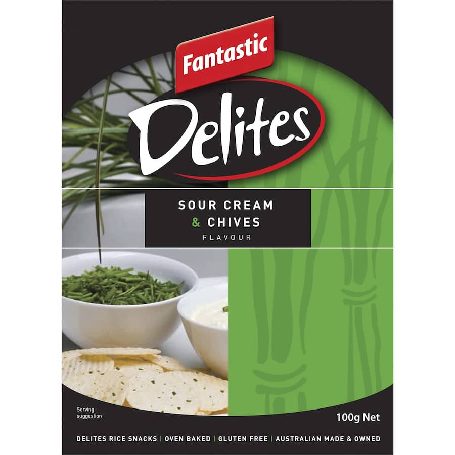 Fantastic Delites Rice Crackers Sour Cream & Chives 100g