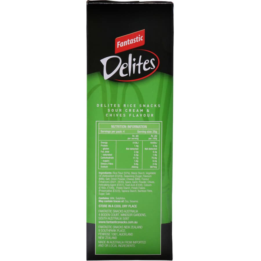Fantastic Delites Rice Crackers Sour Cream & Chives 100g