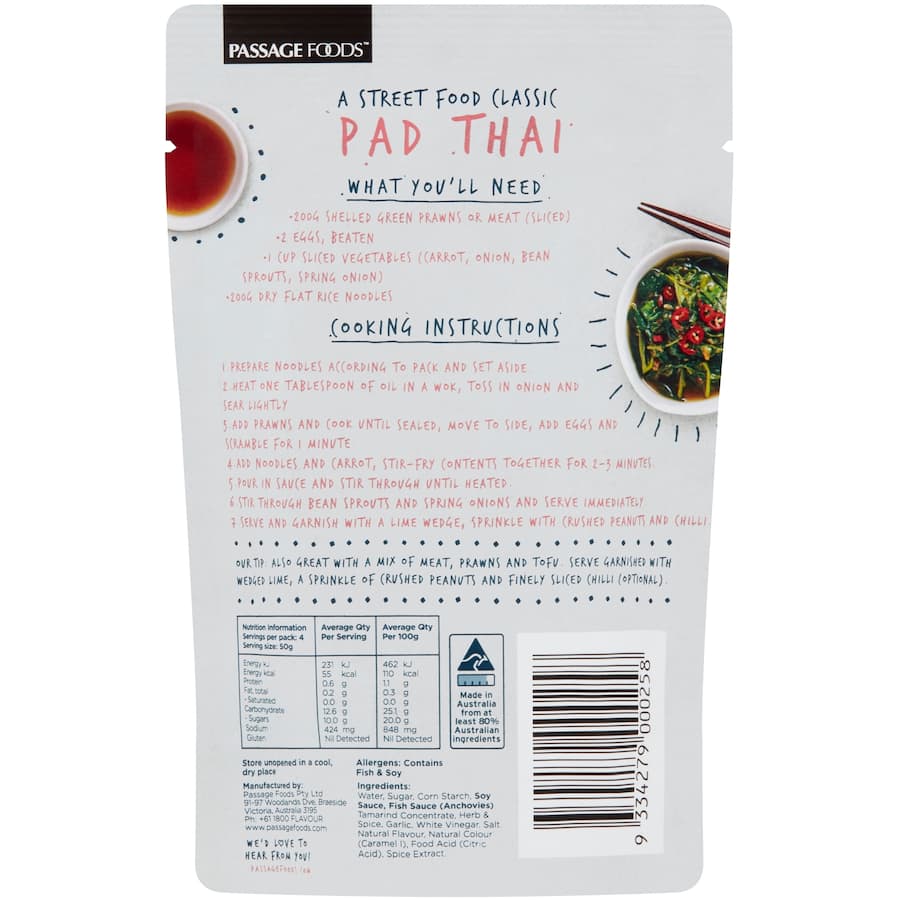 Passage To Asia Stir Fry Sauce Pad Thai Pouch 200g