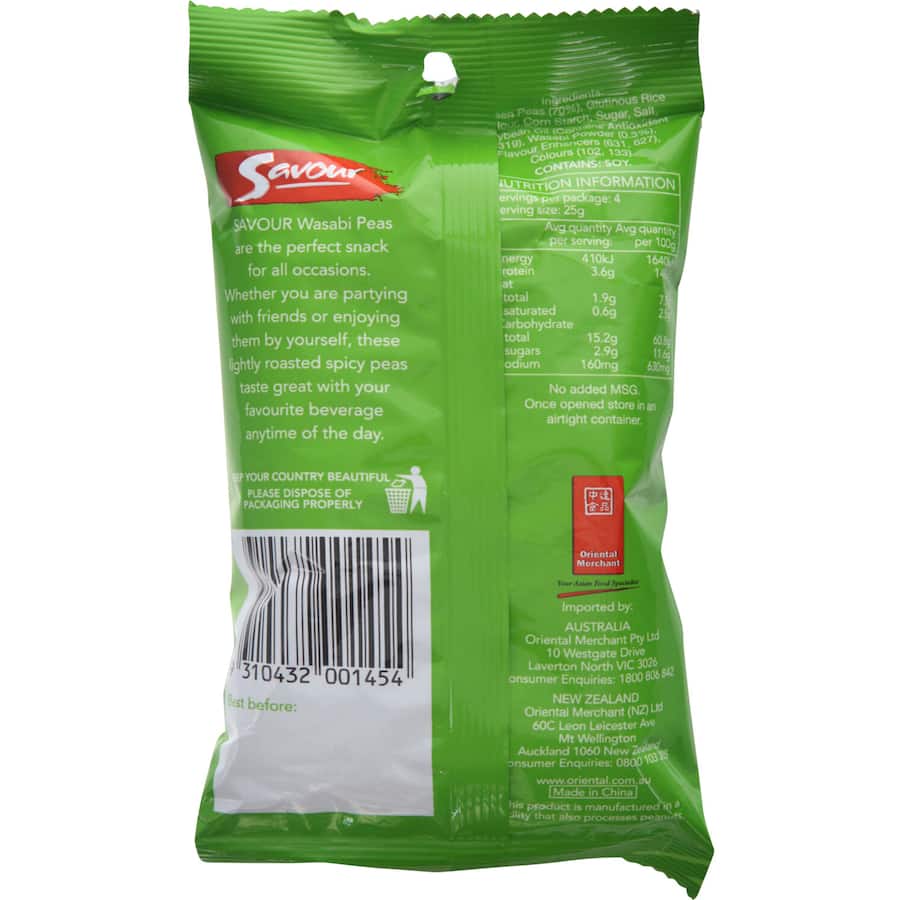 Savour Peas Wasabi Flavoured Packet 100g