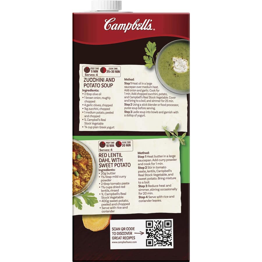 Campbells Real Stock Vegetable Stock Liquid Carton 1L