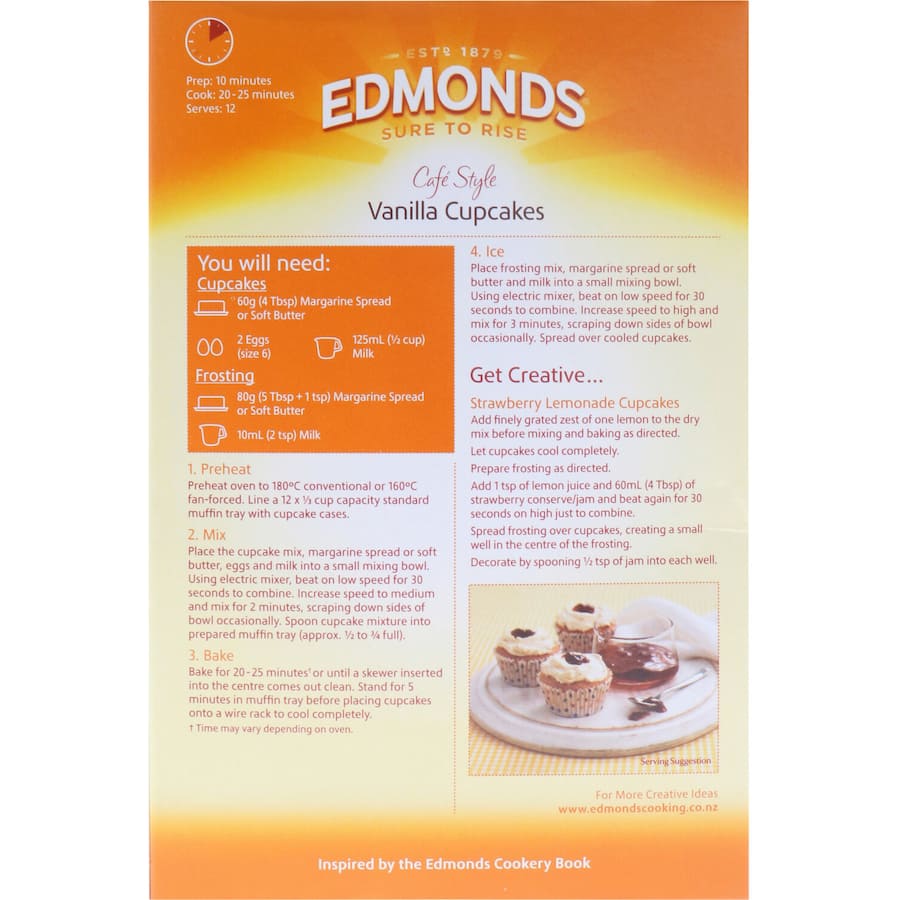 Edmonds Cupcake Mix Vanilla Cup Cakes 410g