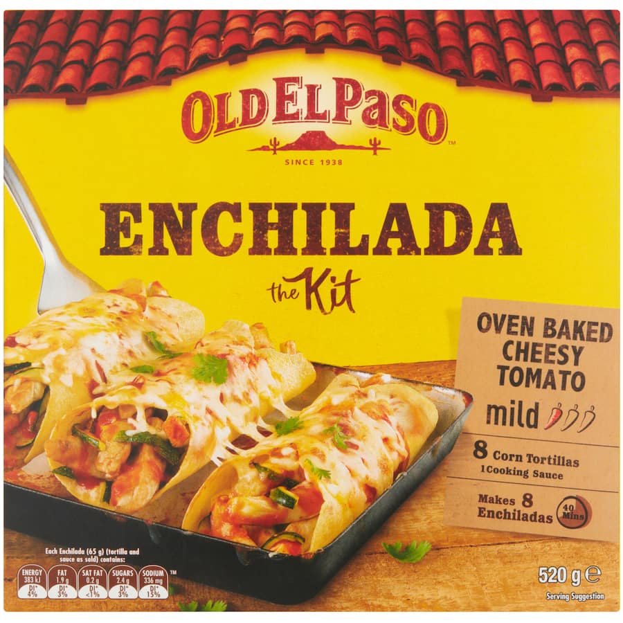 Old El Paso Enchilada Kit Oven Baked Cheesy Tomato 8 pack 520g