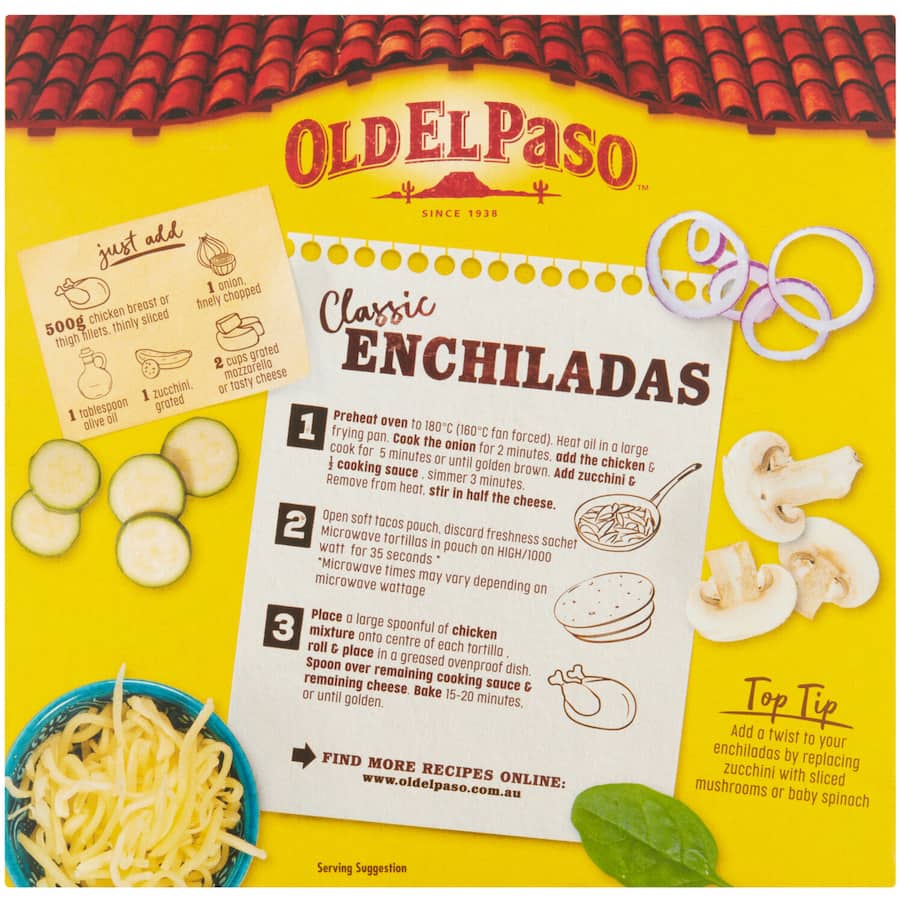 Old El Paso Enchilada Kit Oven Baked Cheesy Tomato 8 pack 520g