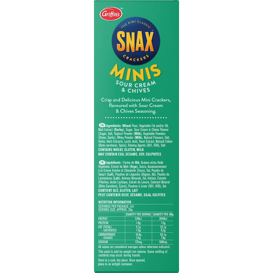 Griffin's Snax Crackers Sour Cream & Chives Minis 135g