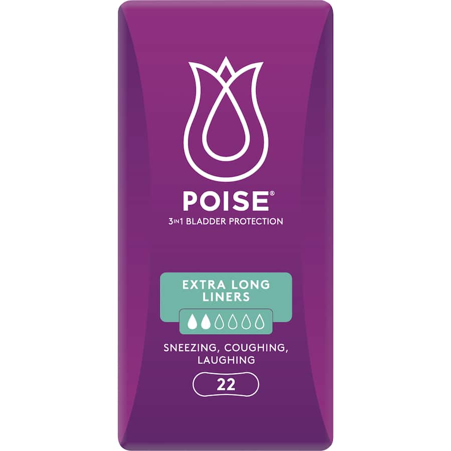 Poise Womens Continence Pads Extra Long Liners 22pack