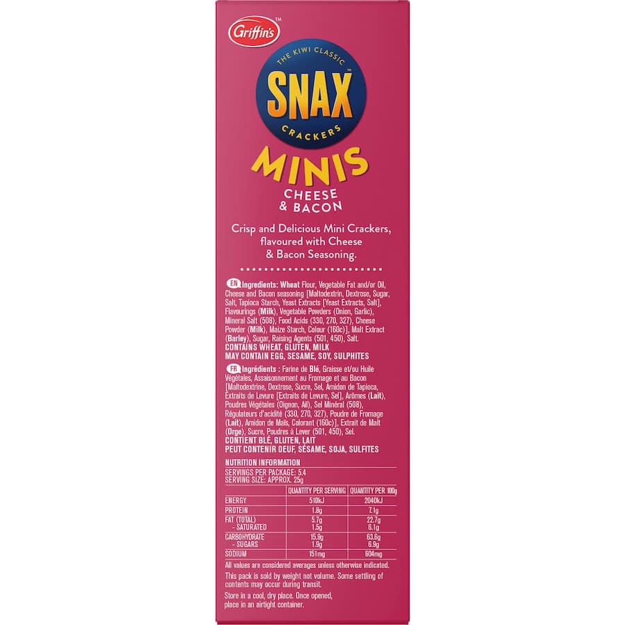 Griffin's Snax Crackers Cheese & Bacon Minis 135g