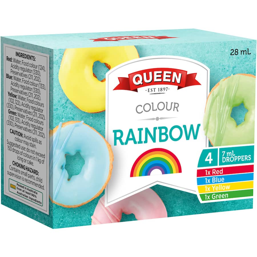 Queen Food Colour Multi Pack Dropper bottles 4pack