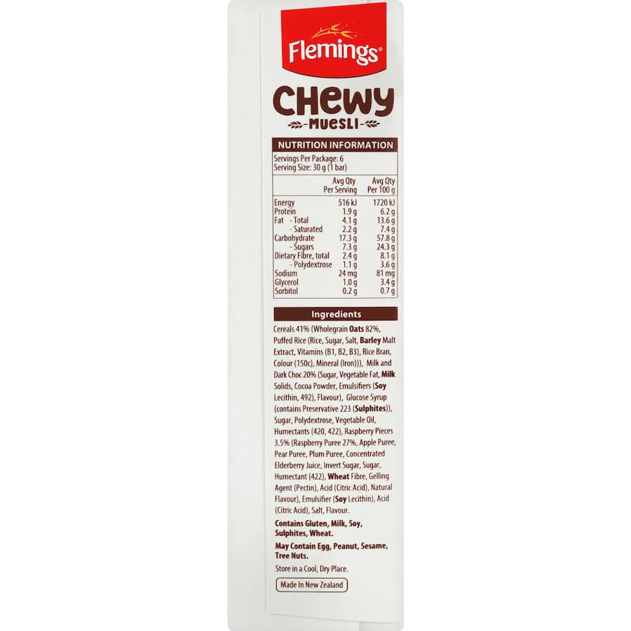 Flemings Chewy Muesli Bars Very Berry 6pk 180g