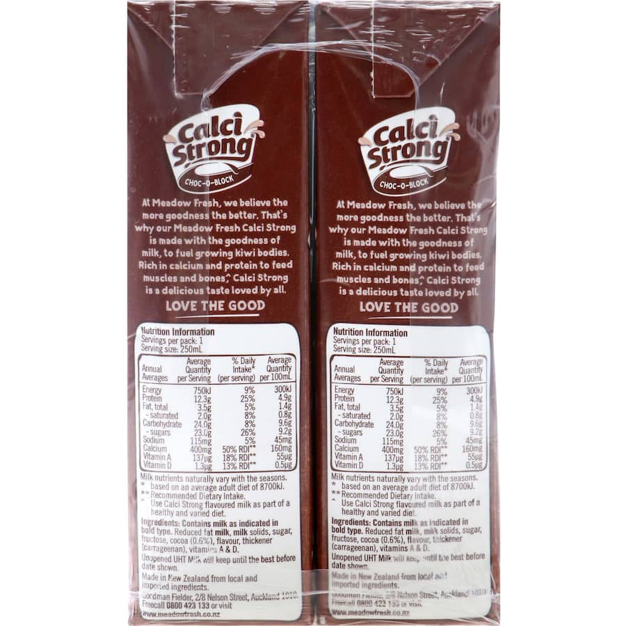 Meadow Fresh Calci Strong Flavoured Milk Chocolate Uht 6pk 250mL