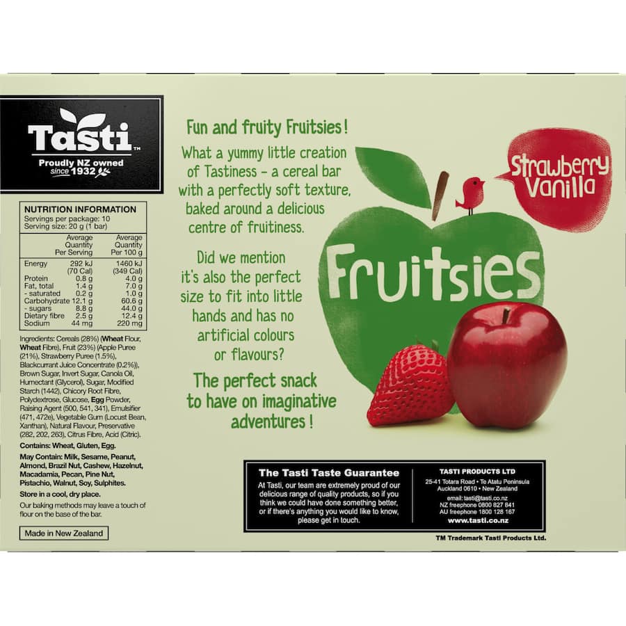 Tasti Fruitsies Fruit Sticks Strawberry Vanilla 10pk 200g