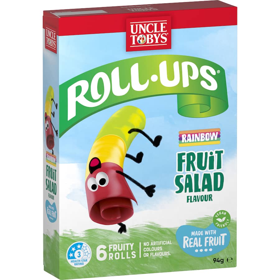Uncle Tobys Roll-ups Fruit Snack Rainbow Fruit Salad 6pk 94g